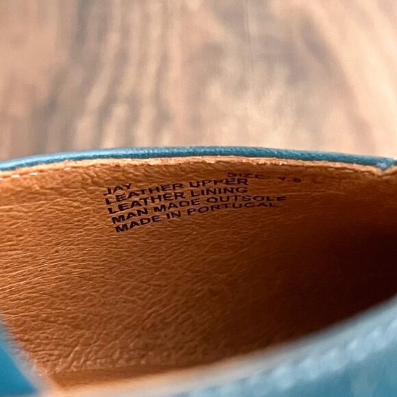 Miz Mooz Jay Mary Jane Pump Heel Embossed Leather Retro Size 9.5 EU 40.5 in Teal - Picture 15 of 16